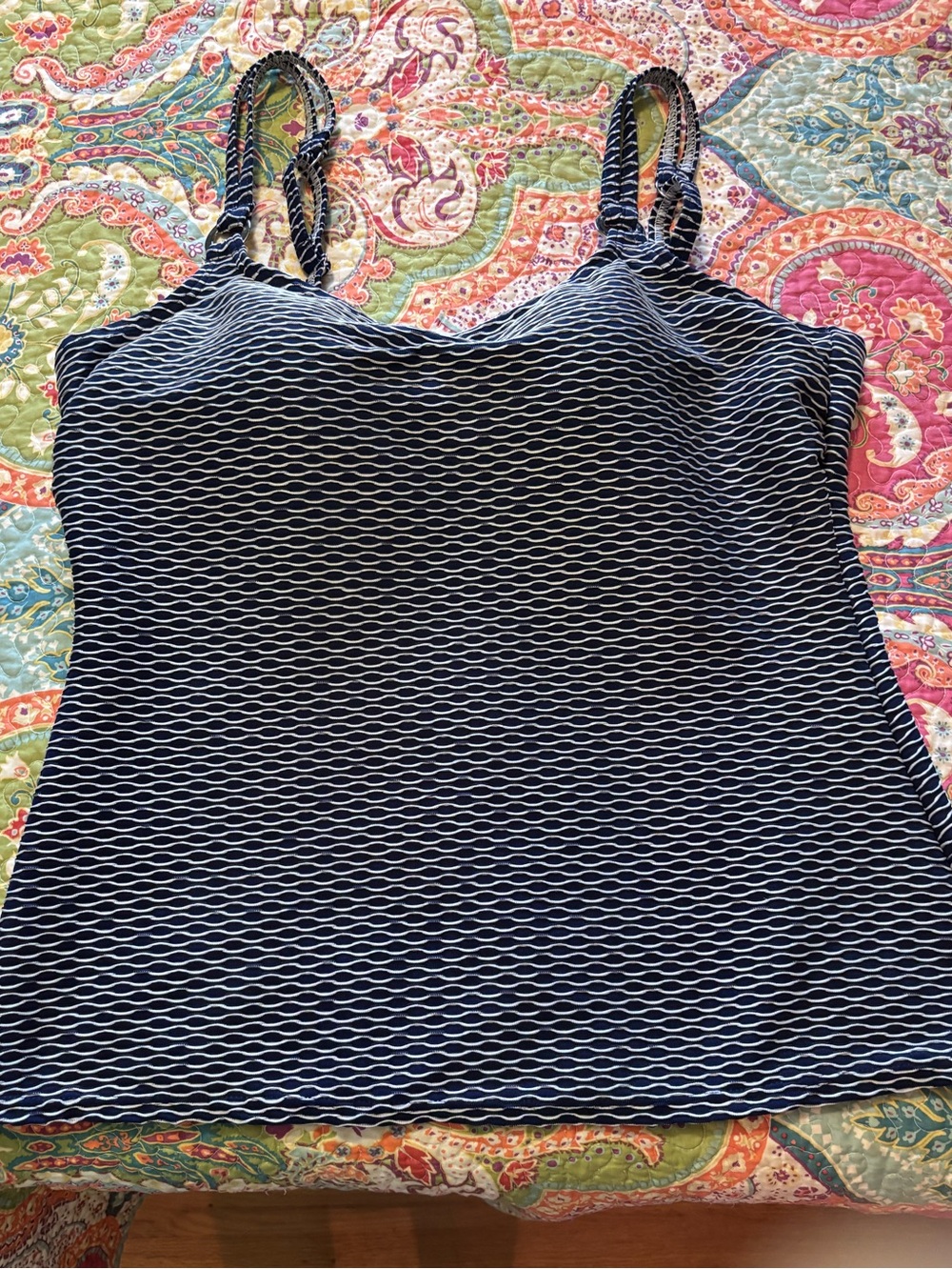 Wonderly Navy & White Tankini Top
